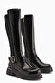 Faria Black Diver, Stretch Fabric Detailed Buckle Thick Soled Women's Boots - 6