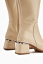 Miami Beige Wrinkled Patent Leather Blunt Toe Women's Boots - 6