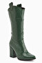 Keri Green Croco Asymmetrical Cut Heeled Short Women's Boots - 2