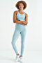 Light Blue Color Blocked Logo Printed Slim Fit Ribbed Women's Bustier - 97275 - 8