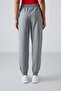 Grey Melange Pocketed High Waist Comfortable Form Rubber Leg Women's Tracksuit Bottom - 94583 - 7