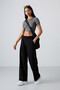 Black High Waisted Pocketed Comfortable Form Wide Leg Women's Tracksuit Bottom - 94567 - 6