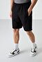 Black Hidden Zipper Back Pocket Lace-Up Standard Fit Men's Shorts - 81136 - 2