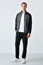 Anthracite - Black Mock Neck Two-Color Relaxed Fit Classic Leg Men's Tracksuit Set - 85113 - 2