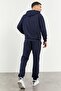 Indigo Hooded Kangaroo Pocket Elastic Leg Men's Standard Fit Tracksuit Set - 85117 - 7