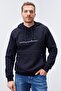 Navy Blue Embroidered Standard Mold Hooded Men's Sweatshirt - 87887 - 5