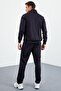 Navy Mock Neck Zip-Up Regular Fit Classic Leg Men’s Tracksuit Set - 85162 - 7
