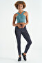 Mint Green Logo Printed Slim Fit Diving Fabric Women's Bustier - 97259 - 5