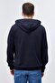 Navy Blue Embroidered Standard Mold Hooded Men's Sweatshirt - 87887 - 7
