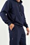 Indigo Hooded Kangaroo Pocket Elastic Leg Men's Standard Fit Tracksuit Set - 85117 - 8