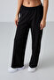 Black High Waisted Pocketed Comfortable Form Wide Leg Women's Tracksuit Bottom - 94567 - 2