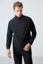 Black Stand Collar Double Color Comfortable Form Classic Leg Men's Tracksuit Set - 85113 - 6