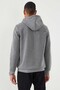 Grey Melange Text Embroidered Standard Mold Hooded Men's Sweatshirt - 87887 - 5