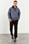 Petrol - Black Hooded Kangaroo Pocket Elastic Leg Men's Standard Fit Tracksuit Set - 85117 - 8