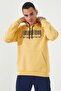 Mustard Embroidered Kangaroo Pocket Standard Fit Hooded Men's Sweatshirt - 87839