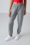 Grey Melange Pocketed High Waist Comfortable Form Rubber Leg Women's Tracksuit Bottom - 94583 - 3