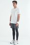Black Back Ankle Print Detailed High Waist Slim Fit Active Sports Men's Tights - 84988 - 6