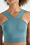 Mint Green Logo Printed Slim Fit Diving Fabric Women's Bustier - 97259 - 7
