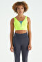 Neon Yellow Text Printed Color Blocked Slim Fit Diving Fabric Women's Bustier - 97271