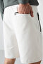 Ecru Hidden Zipper Back Pocket Lace up Standard Size Men's Shorts - 81136 - 7
