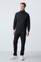 Black Stand Collar Double Color Comfortable Form Classic Leg Men's Tracksuit Set - 85113