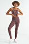 Brown Back Cross Detailed Logo Printed Slim Fit Ribbed Women's Bustier - 97274 - 7
