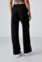 Black High Waisted Pocketed Comfortable Form Wide Leg Women's Tracksuit Bottom - 94567 - 8