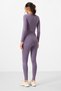 Lilac High Waist Long Sleeve Slim Fit Crop Top Women's Leggings Set - 95286 - 9