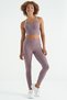 Dusty Rose Back Cross Detailed Logo Printed Slim Fit Ribbed Women's Bustier - 97274 - 3