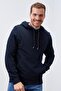 Navy Blue Kangaroo Standard Mold Hooded Men's Sweatshirt - 87872