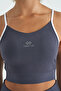 Anthracite Back Cross Detailed Logo Printed Slim Fit Ribbed Women's Bustier - 97274 - 6