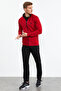 Red - Black Stand-up Collar Zippered Standard Mold Classic Leg Men's Tracksuit - 85152 - 4