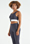Anthracite Color Blocked Logo Printed Slim Fit Ribbed Women's Bustier - 97275 - 5