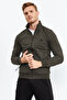 Khaki - Black Mock Neck Zippered Standard Fit Classic Leg Men's Tracksuit Set - 85152 - 6