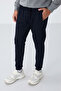 Navy Blue Zipper Pocket Standard Fit Jogger Men's Tracksuit Bottom - 84651 - 2