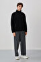 Black Text Embroidered Stand Collar Zippered Standard Size Men's Sweatshirt Fleece - 87992 - 6