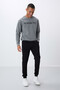 Gray Melange Text Embroidered O Neck Comfortable Form Men's Sweatshirt with Fleece Inside - 88020 - 2