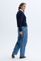 Women's Burgundy Loose Fit Knitted Crew Neck Sweater - 2