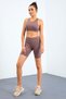 Dusty Rose High Waist Slim Fit Bustier Biker Women's Leggings Set - 95303 - 5