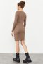 Beige Camisole Knitwear Slim Fit Double Breasted Collar Women's Dress - 97118 - 4