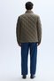 Men's Khaki Quilted Stand Collar Coat - 2