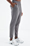 Dark Gray Lace-up Front Stitching Detailed Standard Mold Men's Tracksuit Bottom - 84994 - 8