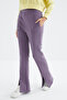 Lilac High Waist Front Slit Detailed Comfortable Form Women's Tracksuit Bottom with Side Pockets - 94625 - 2