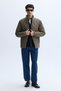 Men's Khaki Quilted Stand Collar Coat - 5