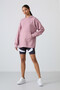 Dusty Rose Balloon Sleeve Letter Embroidered Women's Comfortable Fit Tunic Sweatshirt - 97163 - 2