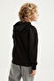 Black Printed Kangaroo Pocketed Hooded Standard Mold Boy's Sweatshirt - 11002 - 8