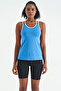 Cobalt Blue Double Strap Back Detailed Standard Mold Women's Sports Undershirt - 97258 - 2