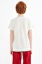 Ecru Front Text Embroidered O Neck Standard Fit Boys T-Shirt - 11118 - 7