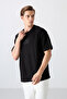 Black Cotton Thick Surface Textured Oversize Fit Printed Men's T-Shirt - 88336 - 4