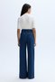 Women's Indigo Chain Detailed Pleated Wide Leg Jean Trousers - 2